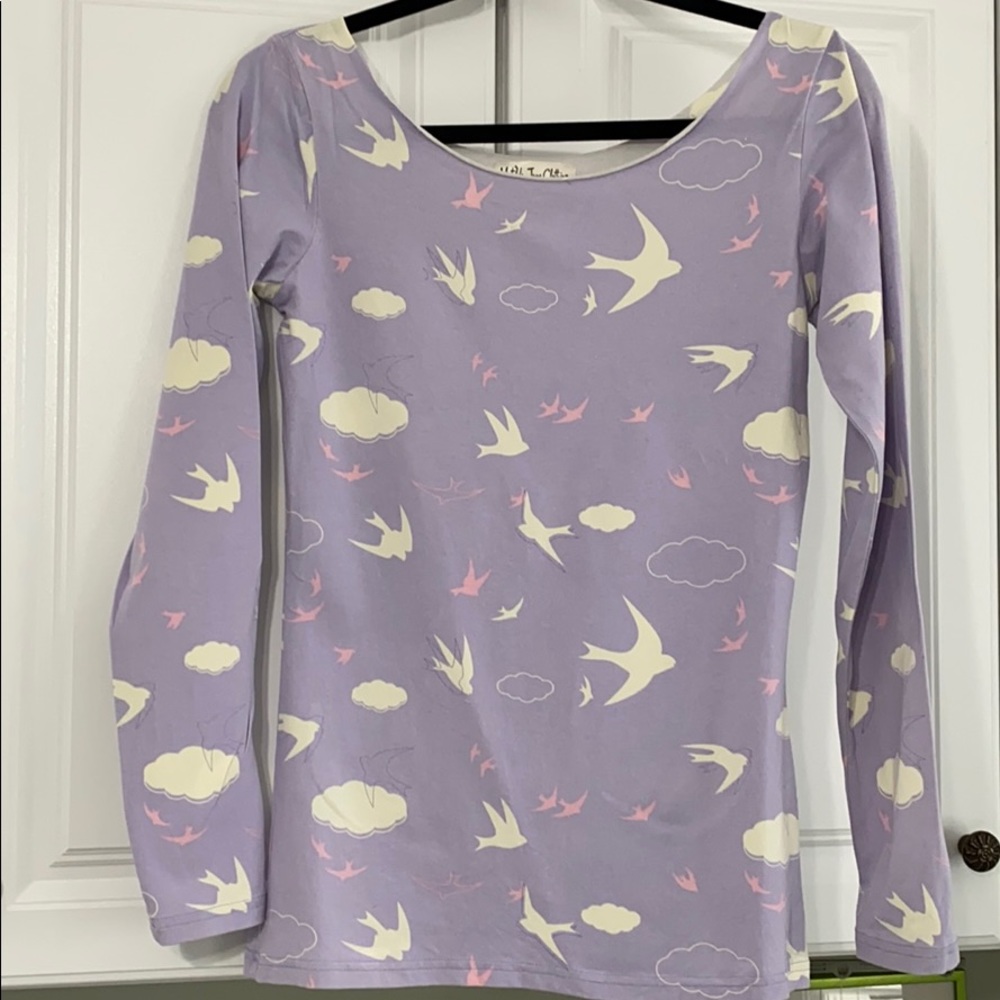 Matilda Jane boatneck tee with birds and clouds